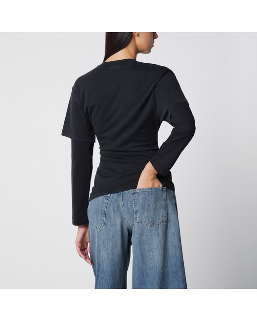 Courreges Black Double-Sleeve T-Shirt