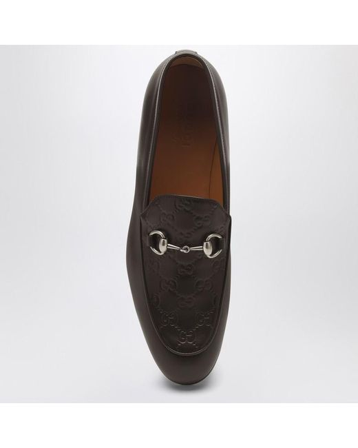 Gucci Braune Leder-Gg-Mokassins Mit Einer Schnalle in Black für Herren