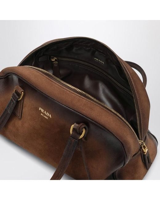 Bauletto bowling misura media color cacao di Prada in Brown