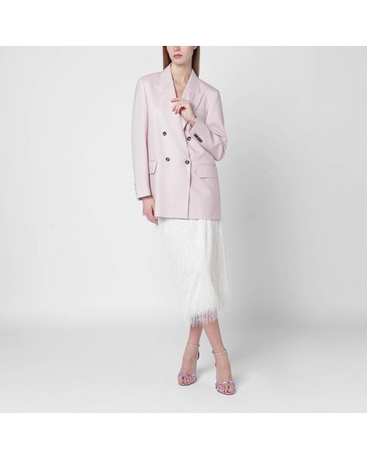 Max Mara Pink Dusty Double-Breasted Wool-Blend Jacket