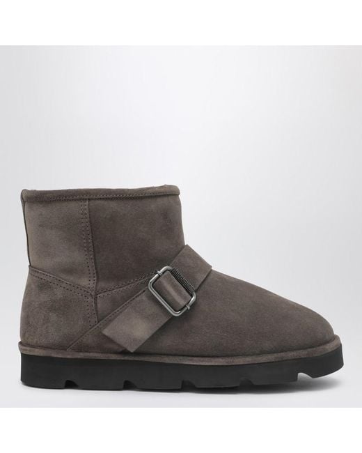 Brunello Cucinelli Brown Stiefel Aus Taubengrauem Wildleder