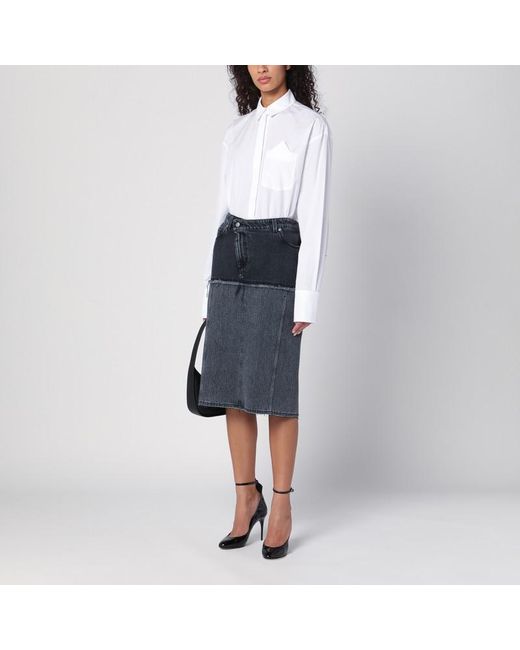 Jupe En Denim Bicolore Noire Alexander McQueen en coloris Blue
