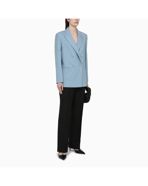 FEDERICA TOSI Blue Cerulean Double-breasted Jacket In Wool Blend