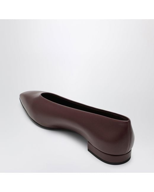Loro Piana Brown 'Rebecca' Leather Ballet Flats