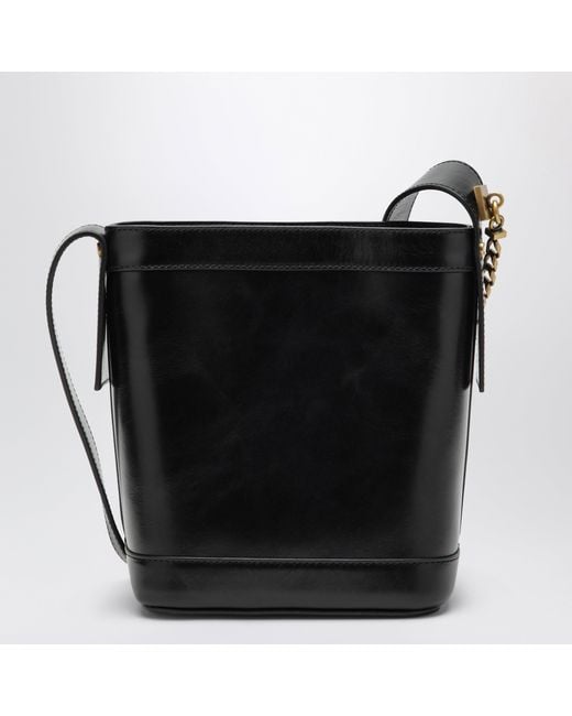 Versace Black Leather Bucket Bag