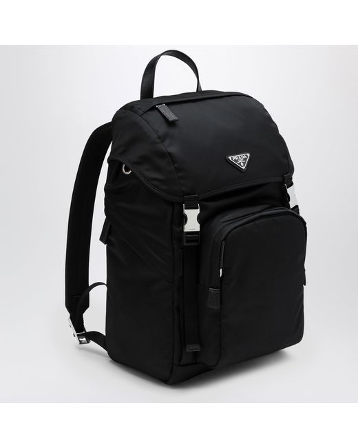 Prada Black Re-Nylon Mini Backpack With Snap Closure for men