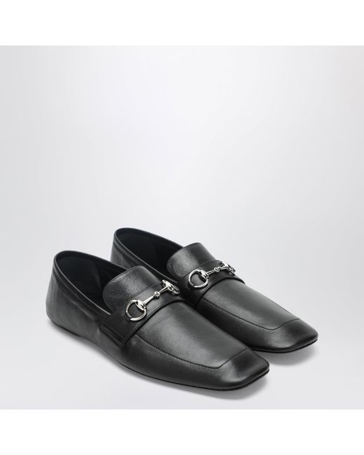 Gucci Black Leather Horsebit Loafers With Hardware for men