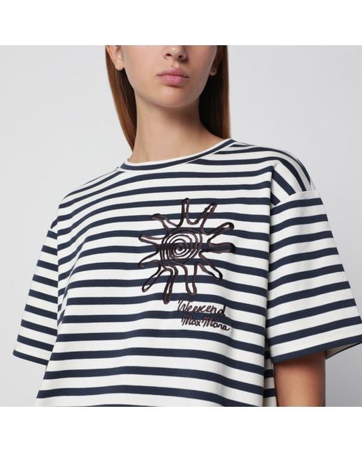Weekend by Maxmara White Striped Cotton Jersey T-Shirt