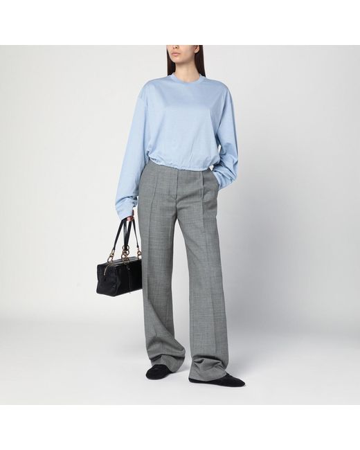 Prada Blue Sweater With Elastic Hem