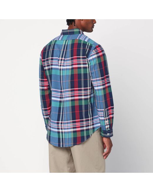 Polo Ralph Lauren Blue Check Pattern Shirt Custom-Fit for men