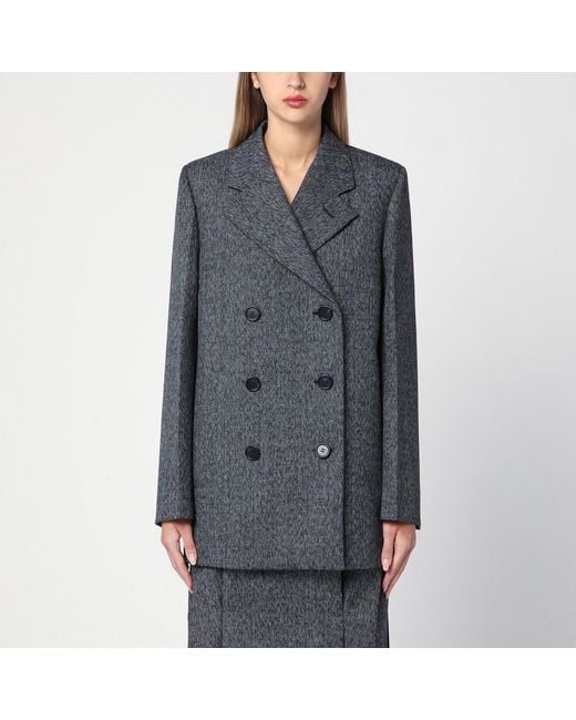 Prada Gray Double-breasted Jacket In Prince Of Wales
