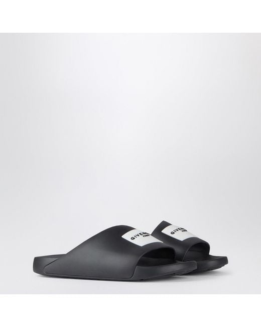 Givenchy Blue Rubber Label Slide Flat Mules for men