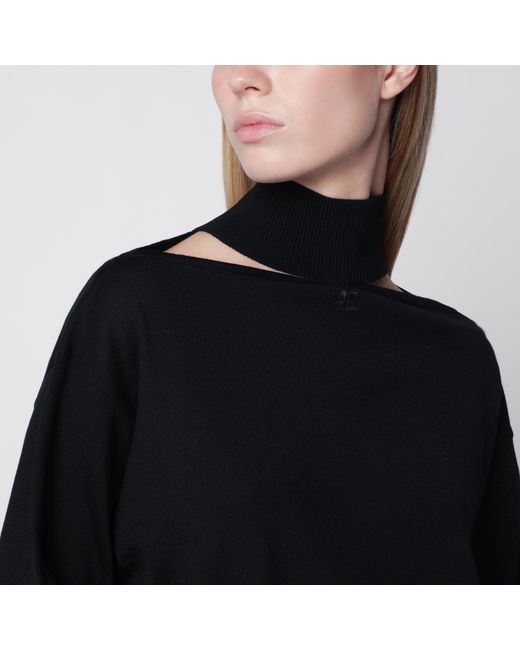Courreges Black Merino Wool Turtleneck Sweater