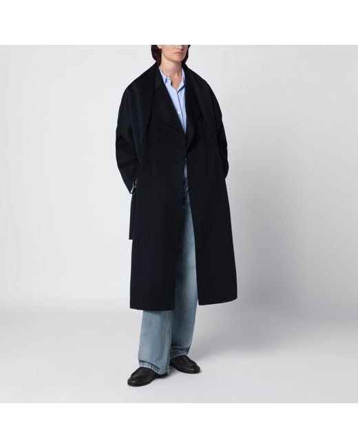 Max Mara Black Dark Wool And Cashmere Dressing Gown Coat