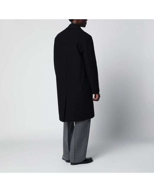 Harris Wharf London Black Double-Breasted Wool Coat for men