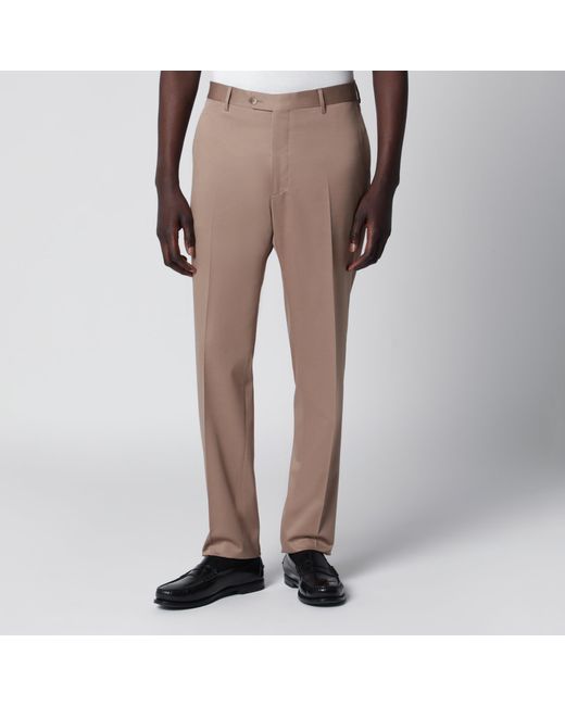Tagliatore Brown Double-Breasted Wool-Blend Suit for men