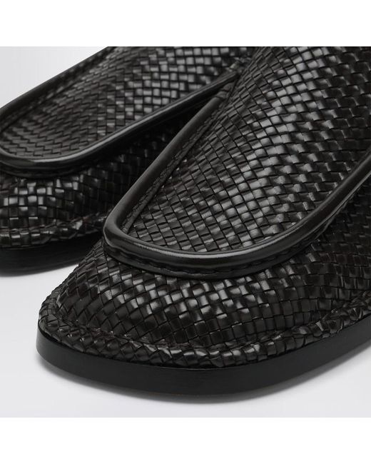 Bottega Veneta Black Daddy Moccasins In Dark Chocolate Color Made Of Woven Leather for men