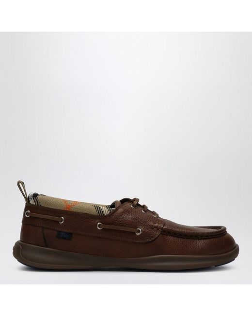 Burberry Brown Loafers With Check Trim for men