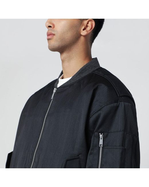 Entire studios Black Wool Blend Bomber Jacket With Zip for men