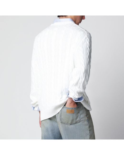 Polo Ralph Lauren White Cable-Knit Cotton Sweater for men