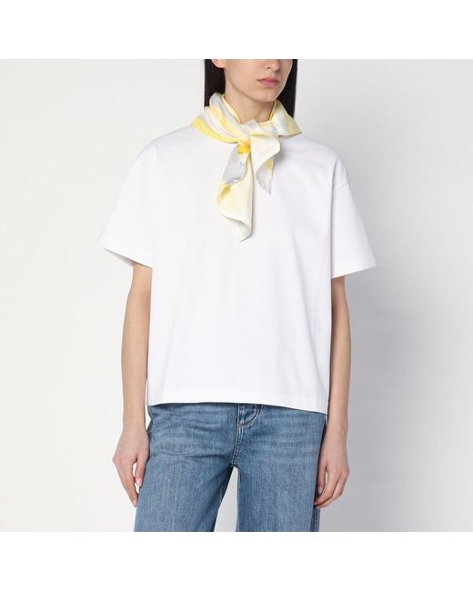 Bottega Veneta White Weißes T-Shirt Mit Seidenschal