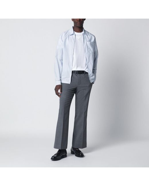 Prada Blue Flared Wool Trousers for men