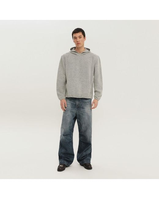 1989 STUDIO Gray Knitted Hoodie for men