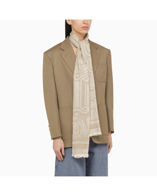Max Mara Natural Dove-coloured Scarf In Wool And Silk Blend