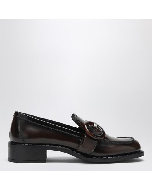 Prada Black Brushed Leather Moccasins