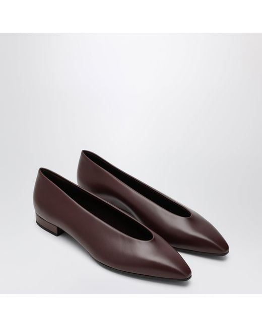 Loro Piana Brown 'Rebecca' Leather Ballet Flats
