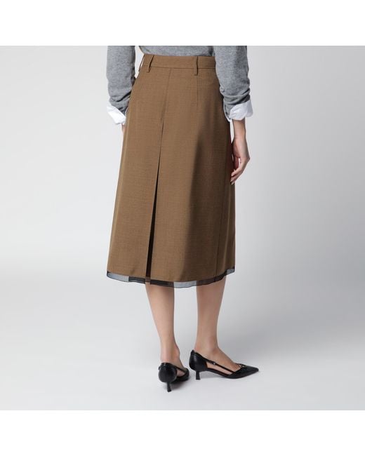 Prada Brown Tobacco-Colored Wool Skirt