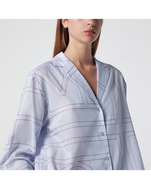 Totême Blue Monogram Pajama Shirt