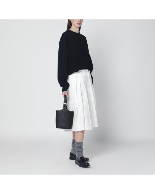 Prada Black Smooth Leather Bucket Bag