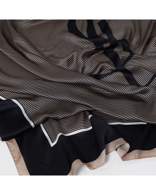 Saint Laurent Black Cassandre Striped Silk Charmeuse Stole, /Ivory