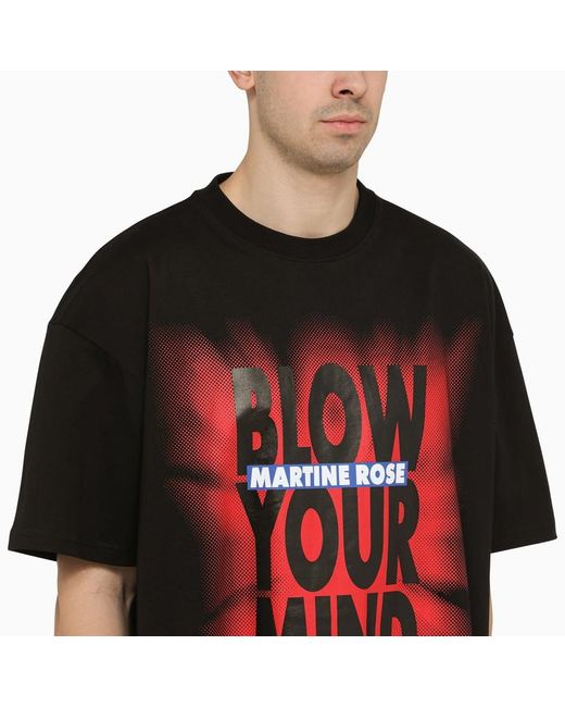 T-shirt nera in cotone con stampa logo di Martine Rose in Red da Uomo