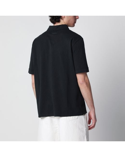 MM6 by Maison Margiela Black Cotton Polo Shirt for men