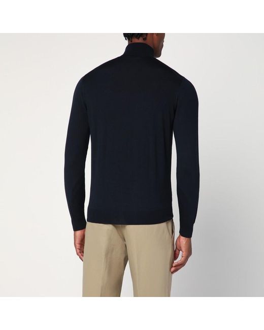 Drumohr Blue Wool Turtleneck Sweater for men