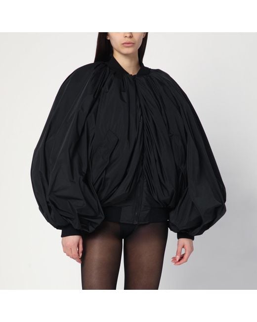 ブルゾン Balenciaga Draped Black Bomber Jacket In Technical Micro-Fai Balenciaga Draped Black Bomber Jacket In Technical Micro