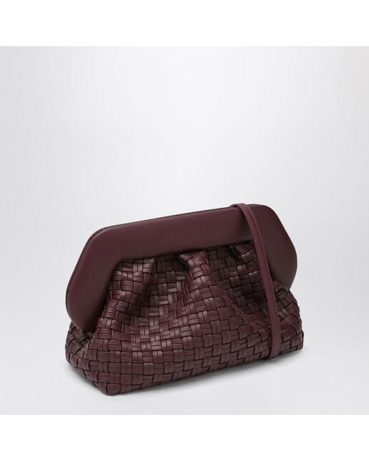 THEMOIRÈ Brown Plum-Coloured Woven Bios Clutch Bag