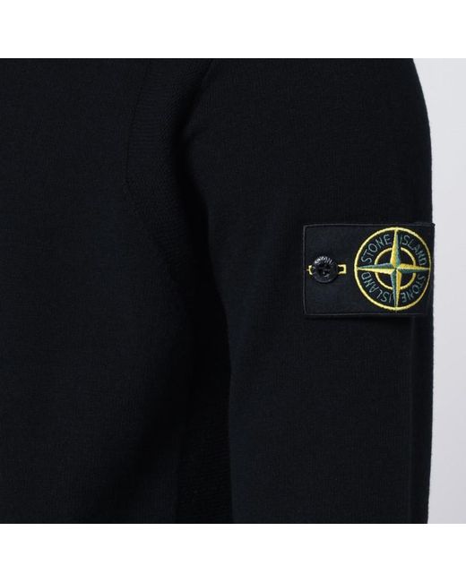Stone Island Schwarzer Cardigan Mit Reißverschluss Aus Wollmischung in Black für Herren