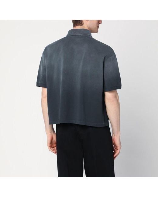 Polo nera effetto slavato in cotone di Alexander McQueen in Blue da Uomo