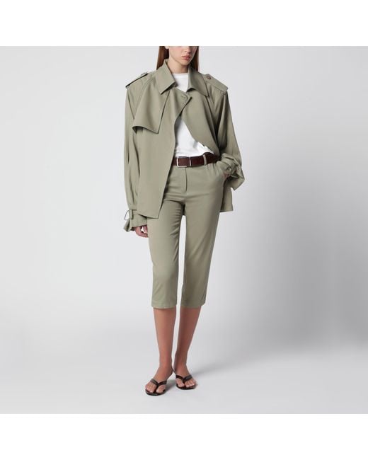 Frankie Shop Green Elva Short Fluid Trench Coat