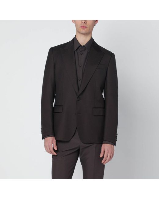 Dolce & Gabbana Black Single-Breasted Wool Jacket for men