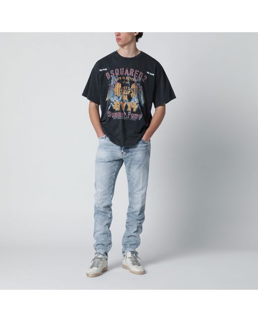 DSquared² Blue Vintageeffect Stretch Denim Jeans for men