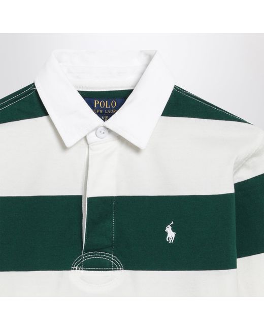 Polo Ralph Lauren Green And Striped Cotton Polo Shirt
