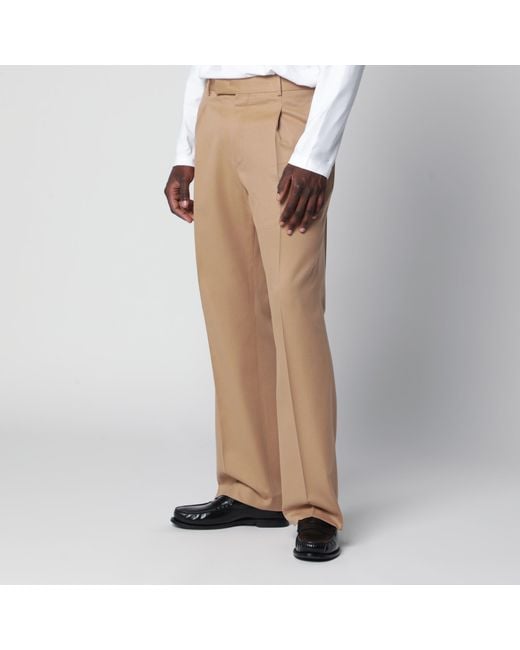 PT Torino Natural Rope-Colored Cotton And Wool Trousers for men