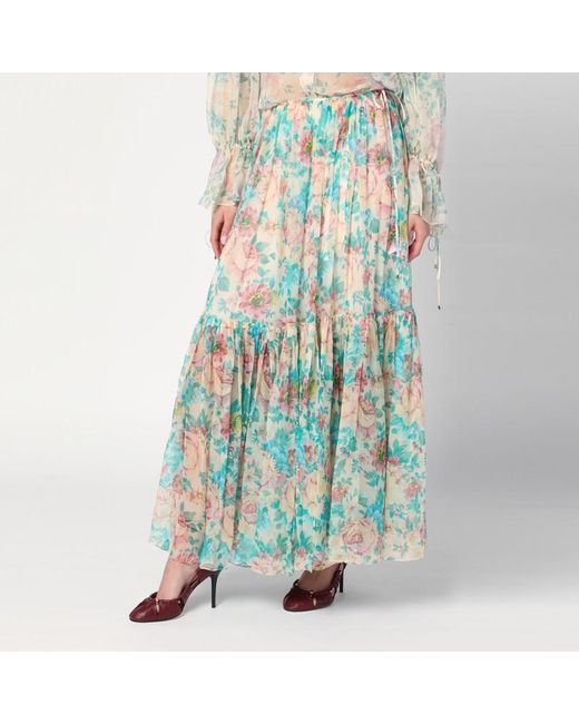 Jupe En Soie À Imprimé Floral Chloé en coloris Blue