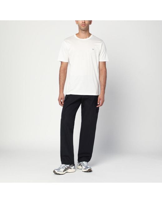 C P Company White Cotton T-Shirt With Logo Patch for men