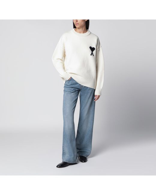 AMI White Ami De Coeur Sweater
