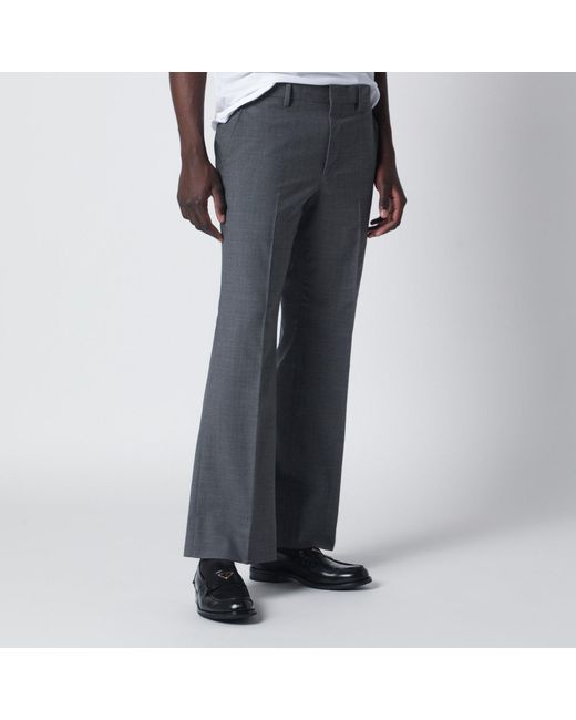 Prada Blue Flared Wool Trousers for men
